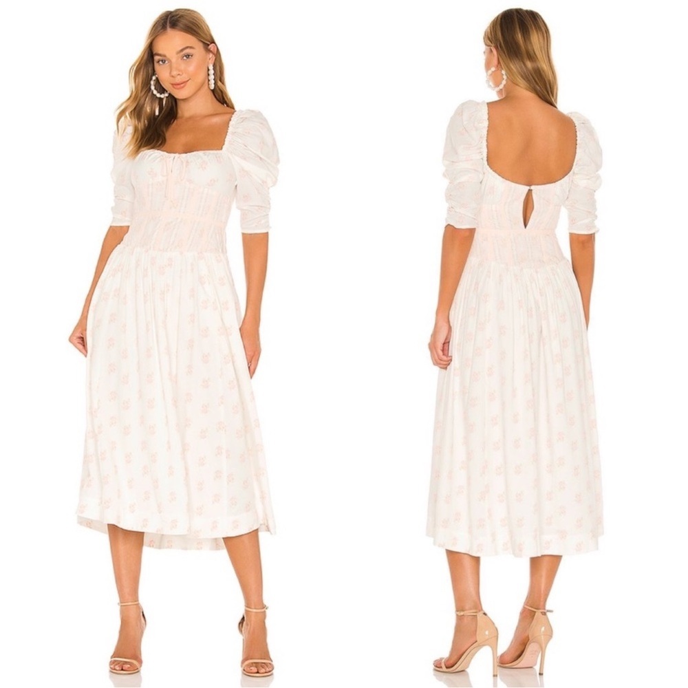 For Love & Lemons Lynne Midi Dress in White SZ S - Picture 2 of 10